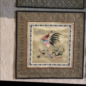 Vintage Chinese silk embroidered panel